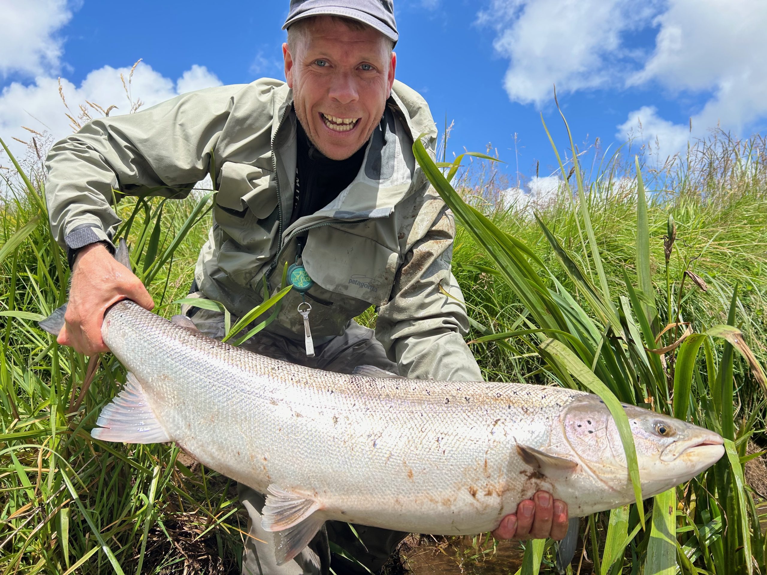 Fantastic 11kg, 102cm fresh Atlantic salmon fooled by a Pathakorva